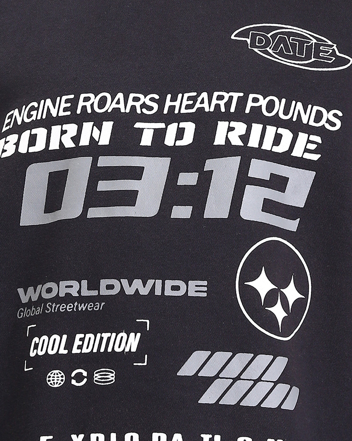 Ravin | "Born to Ride" Oversized Graphic Streetwear Sweatshirt - Black - R212199