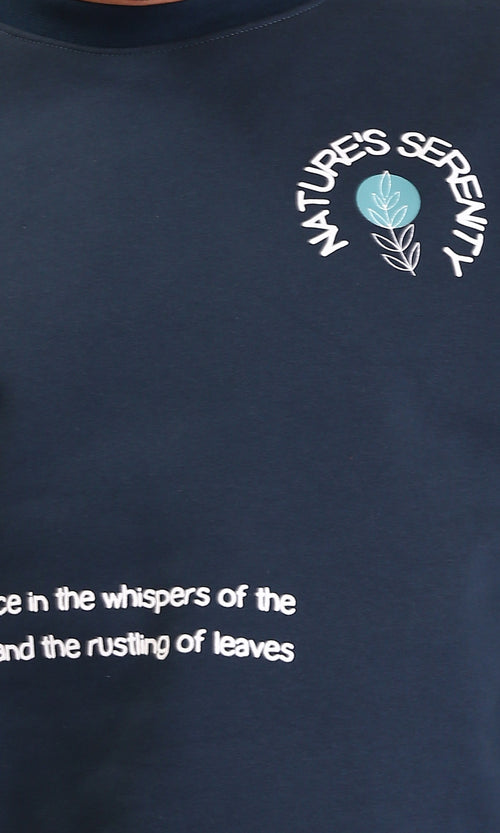 R212201 - Casual Sweatshirt with Front & Back Print - Dark Navy Blue