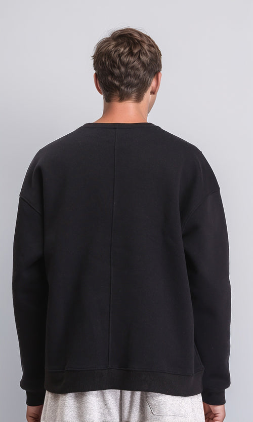 R212202 - Printed "Street Wear" Long Sleeves Sweatshirt - Black