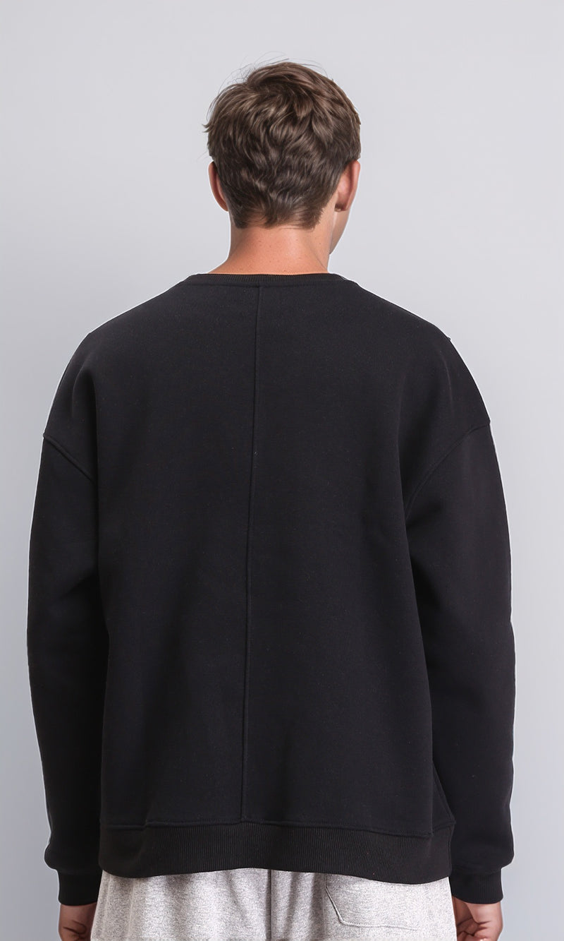 R212202 - Printed "Street Wear" Long Sleeves Sweatshirt - Black