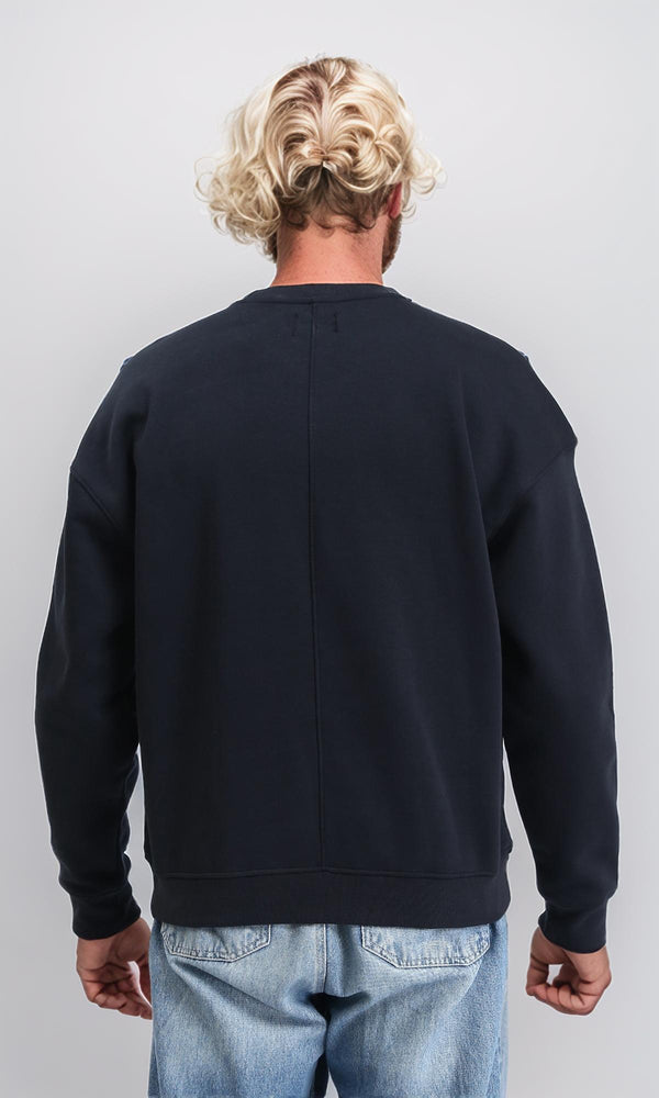 R212203 - "Metalic" Printed Long Slevees Sweatshirt - Black