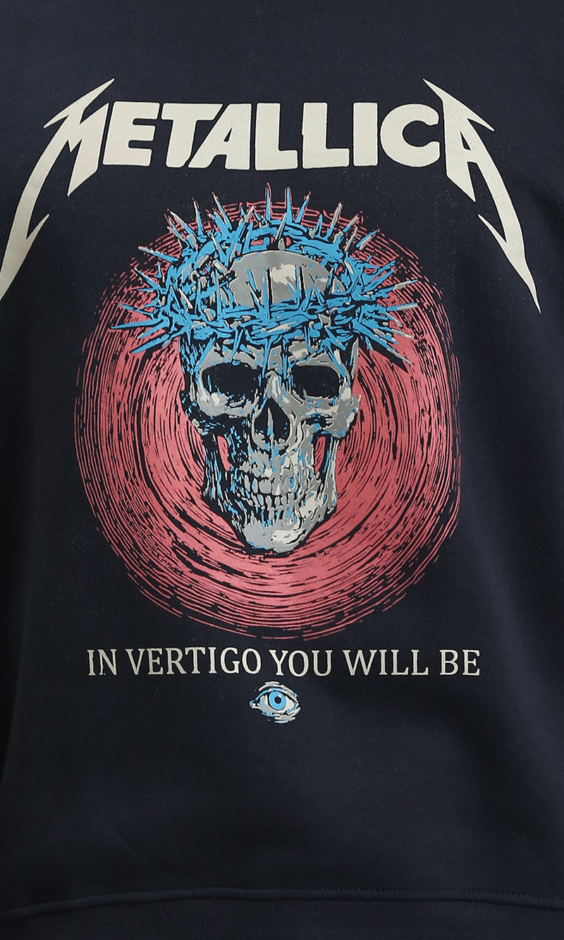 R212203 - "Metalic" Printed Long Slevees Sweatshirt - Black