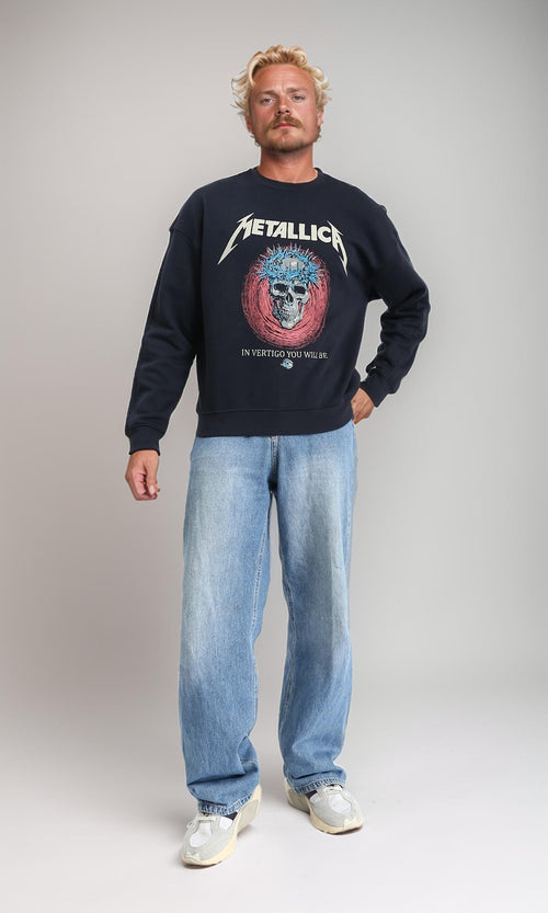 R212203 - "Metalic" Printed Long Slevees Sweatshirt - Black