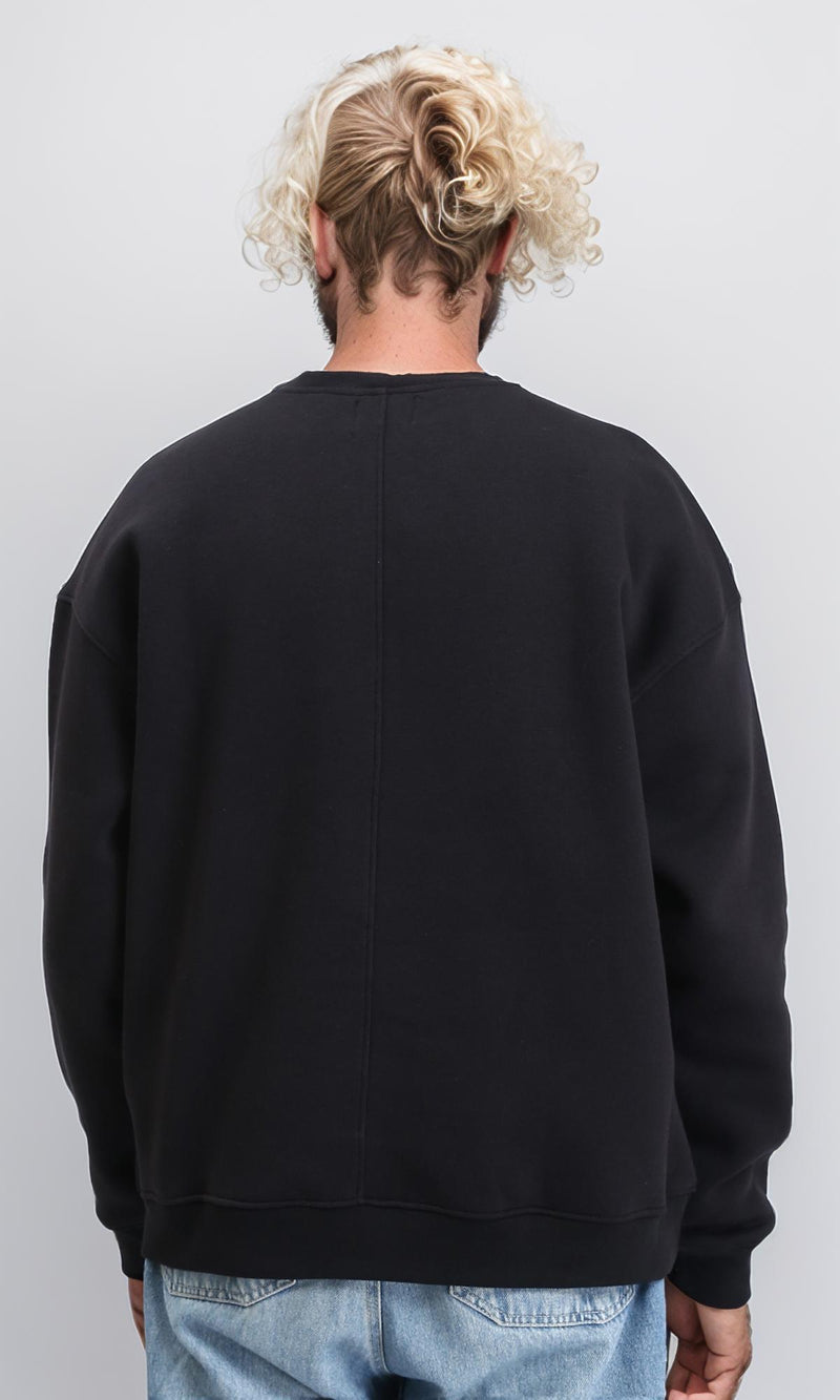 R212204 - Long Slevees Regular Printed Sweatshirt - Black