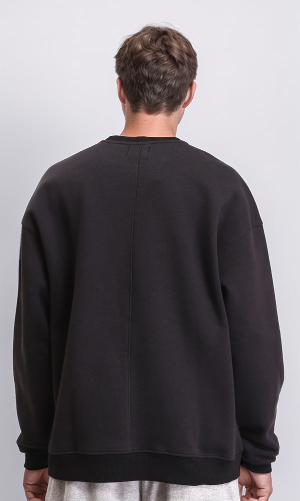 R212205 - Long Sleeves Sweatshirt with Front Print - Black