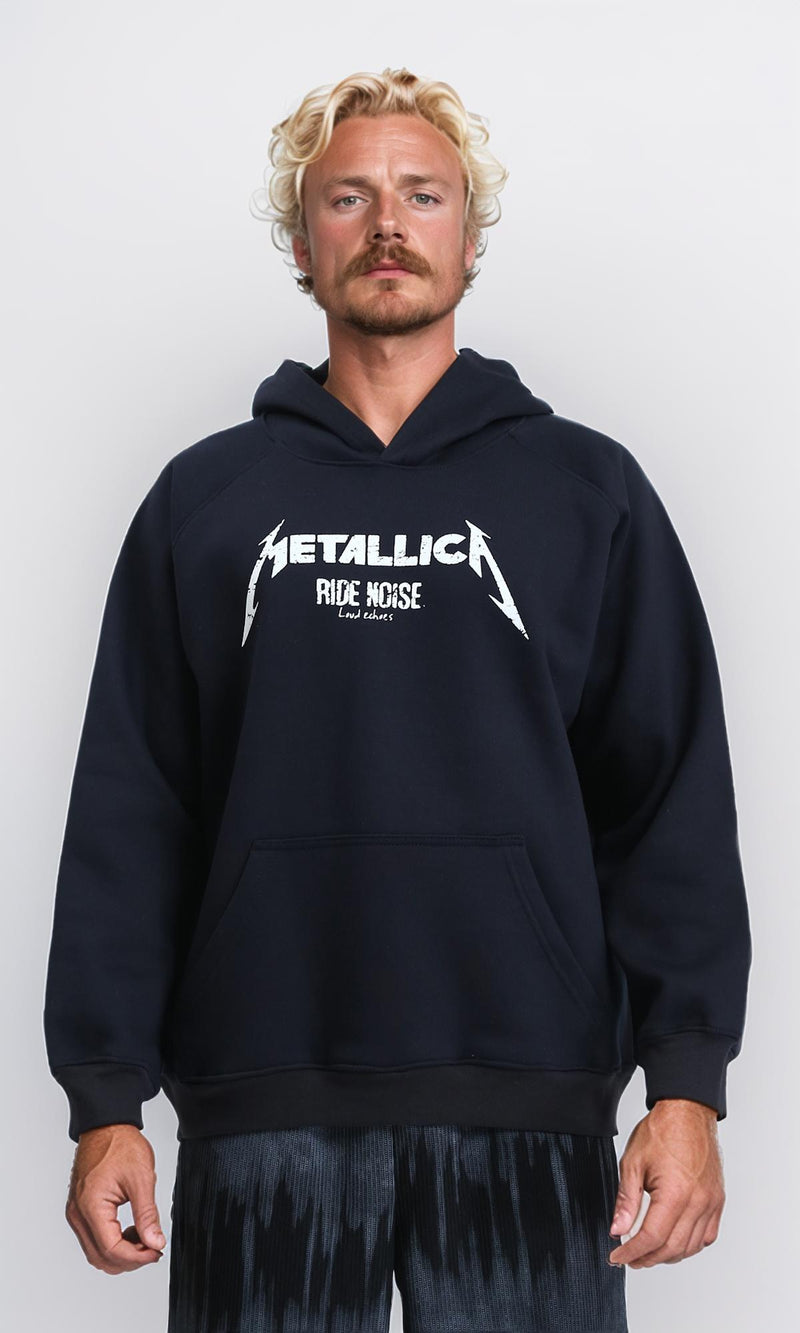 R212208 - Long Sleeves Printed Winter Hoodie - Black