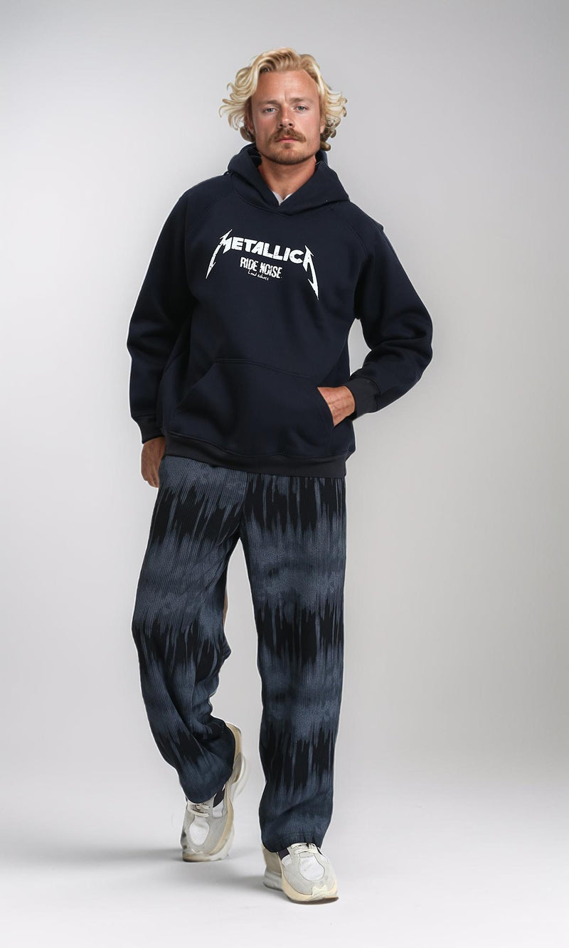 R212208 - Long Sleeves Printed Winter Hoodie - Black