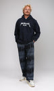 R212208 - Long Sleeves Printed Winter Hoodie - Black