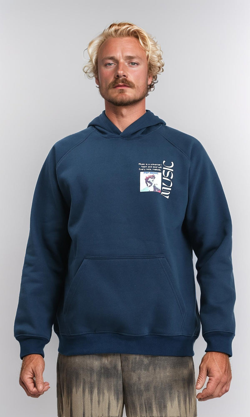 R212211 - Hooded Neck Slip On Cotton Hoodie - Dark Teal