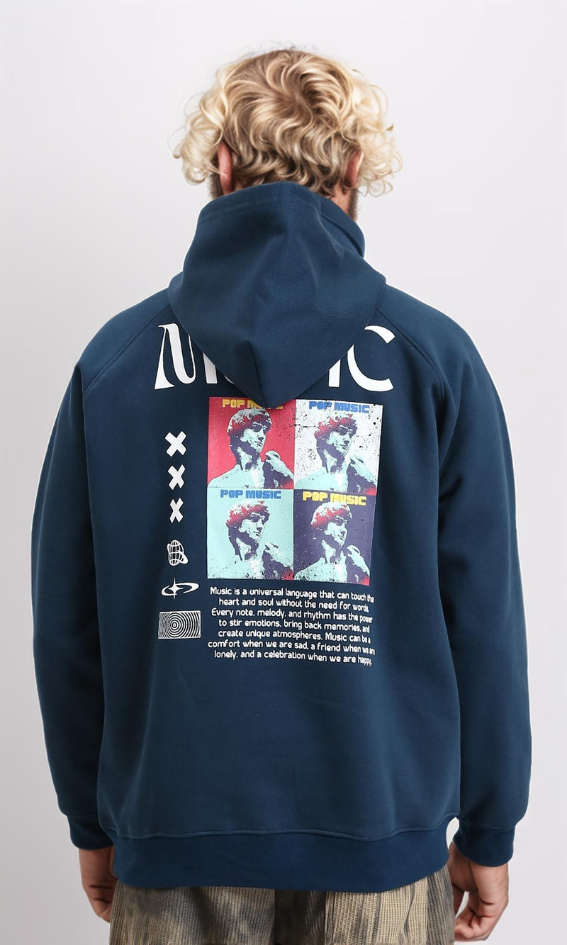 R212211 - Hooded Neck Slip On Cotton Hoodie - Dark Teal