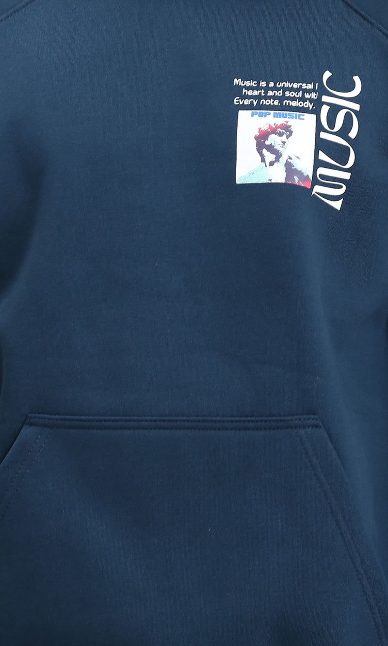 R212211 - Hooded Neck Slip On Cotton Hoodie - Dark Teal