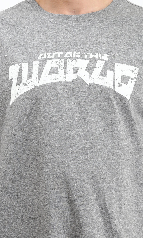 Ravin Men’s Oversized "Out Of This World" Distressed Graphic T-Shirt – Heather Grey - R212291
