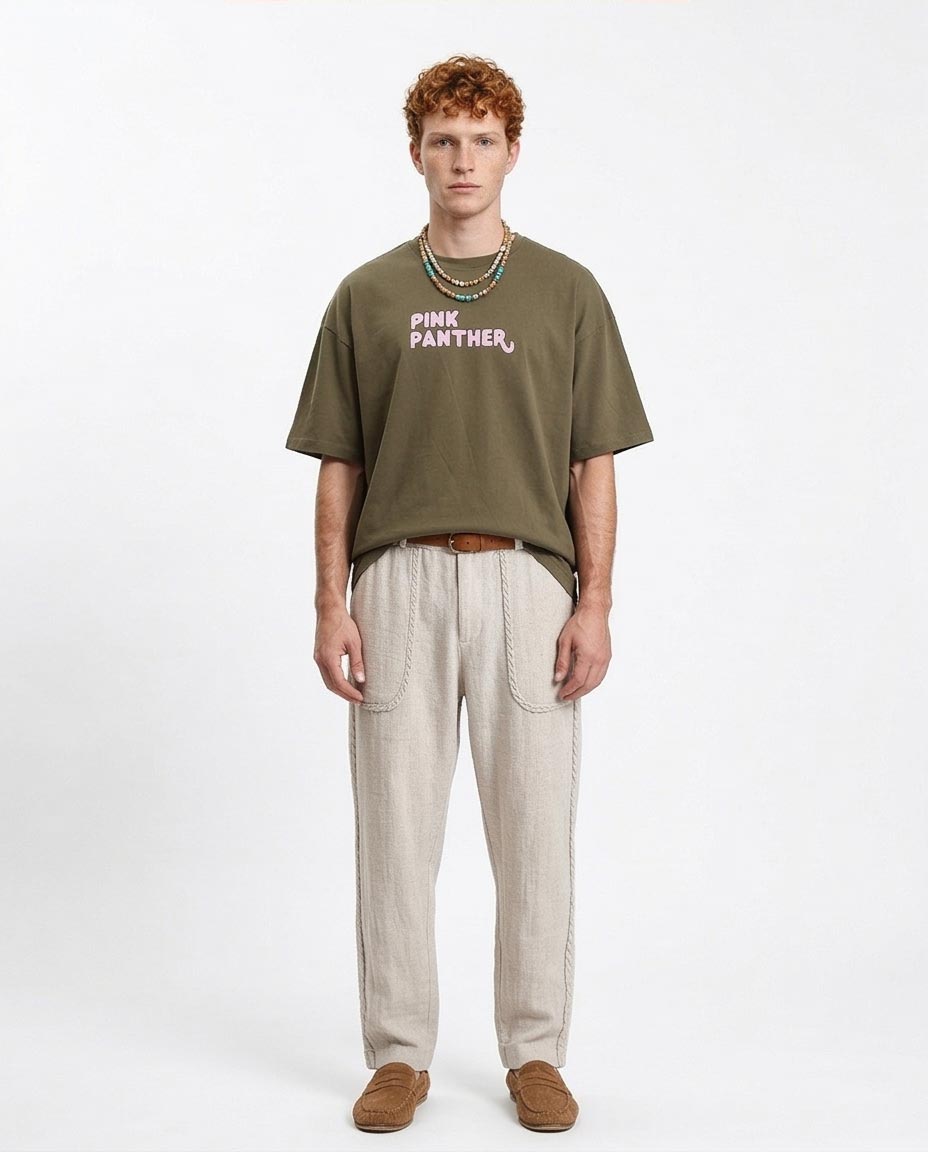 Ravin x Pink Panther | Oversized Graphic T-Shirt in Olive - R212294