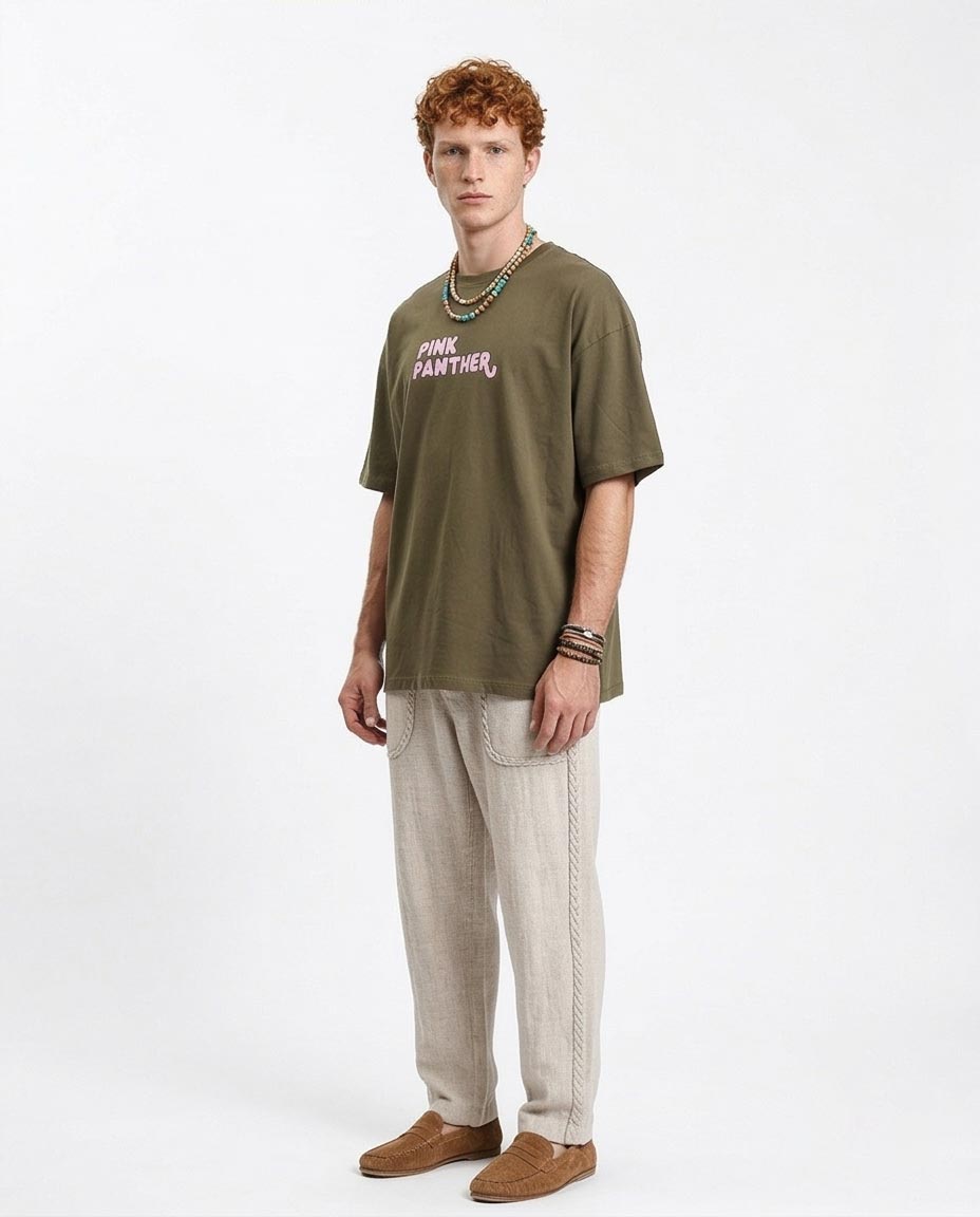 Ravin x Pink Panther | Oversized Graphic T-Shirt in Olive - R212294