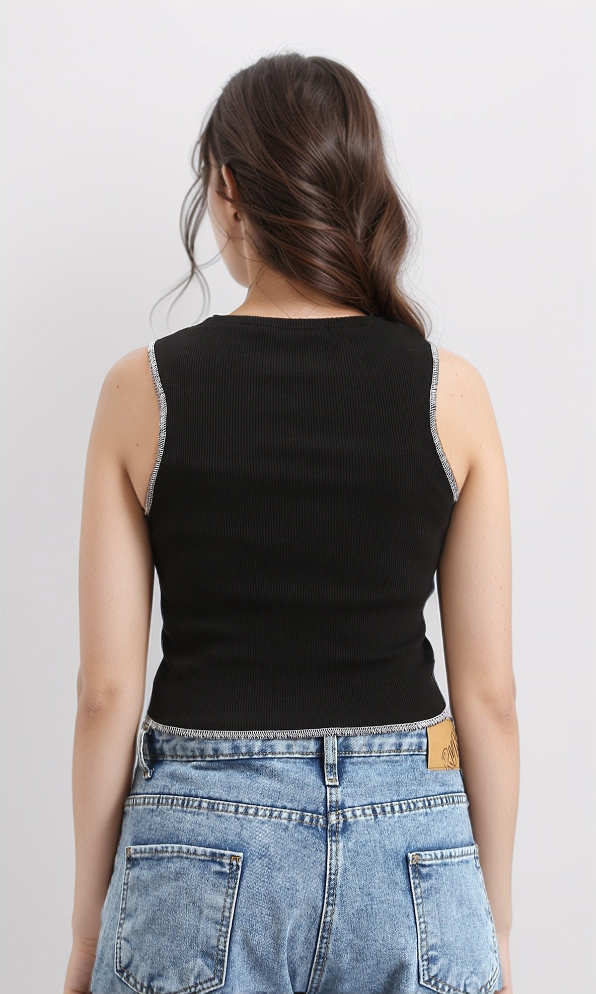 R212296 - Slip On Feminine Printed Tank Top - Black