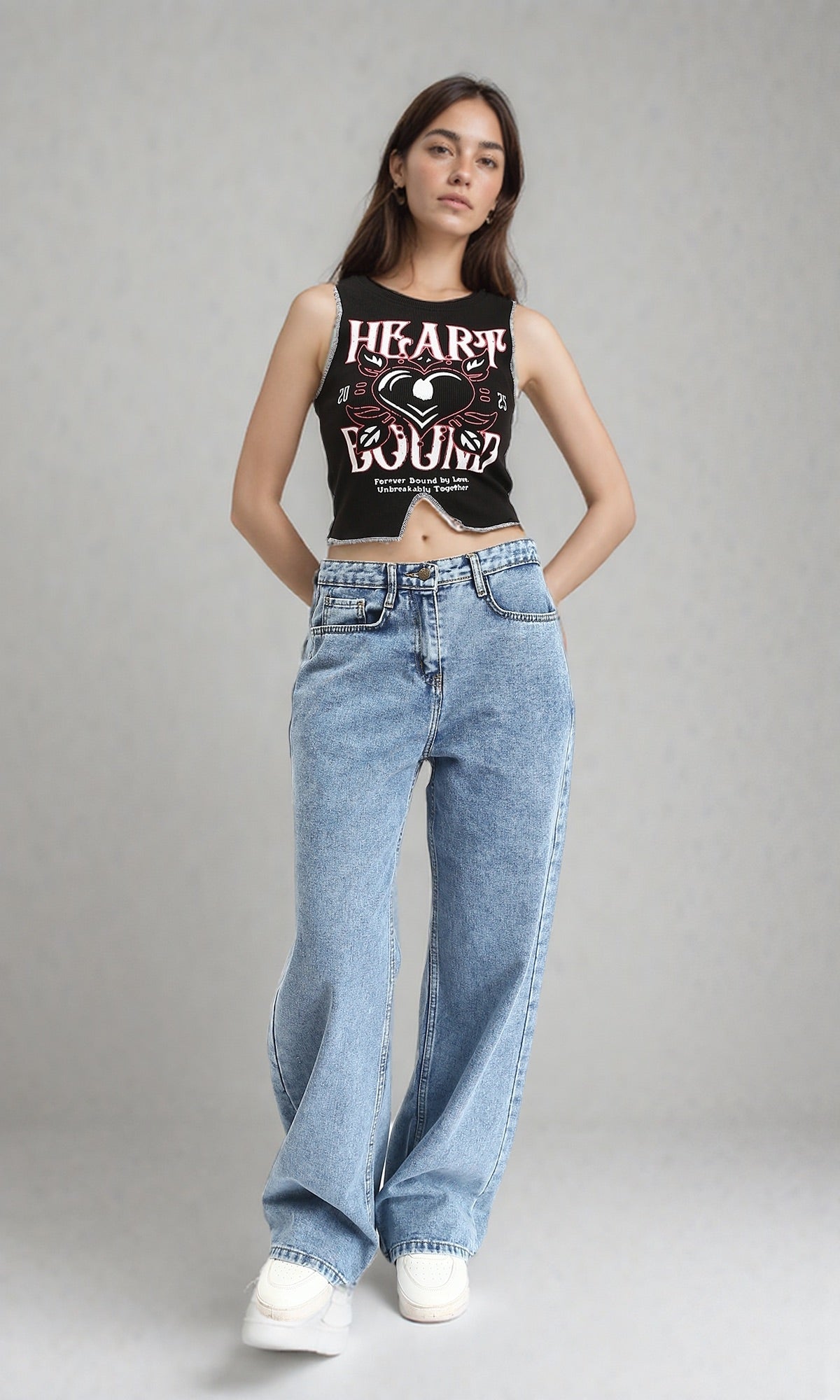 R212296 - Slip On Feminine Printed Tank Top - Black
