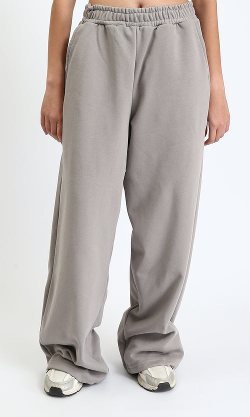 R212300 - Comfy Cotton Pants with Elastic Waist - Grey