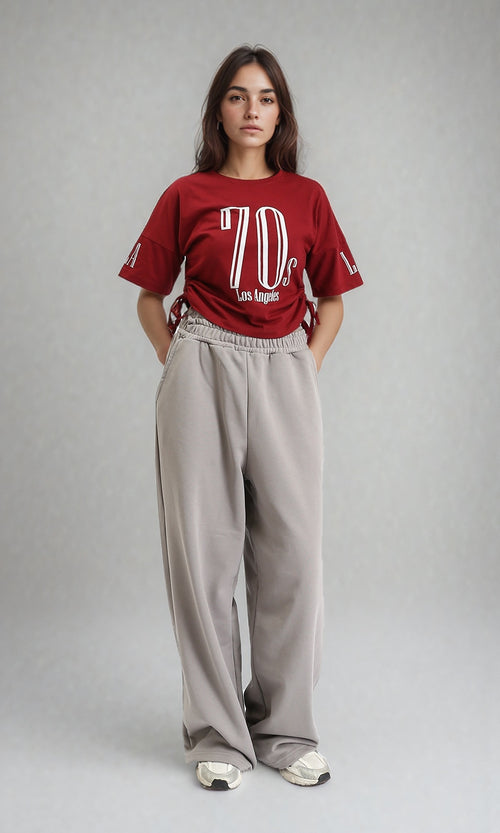 R212300 - Comfy Cotton Pants with Elastic Waist - Grey