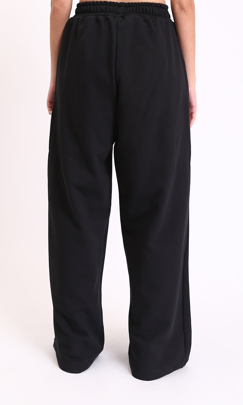 R212301 - Comfy Cotton Pants with Elastic Waist - Black