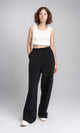 R212301 - Comfy Cotton Pants with Elastic Waist - Black
