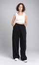 R212301 - Comfy Cotton Pants with Elastic Waist - Black