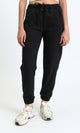 R212302 - Elastic Waist with Drawstring Cotton Sweatpants - Black