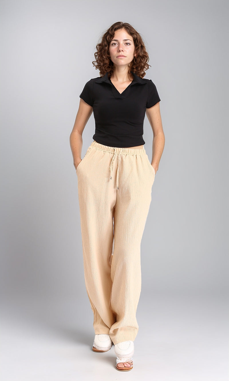 R212306 - Open Neck Solid Short Polo Shirt - Black