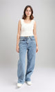 R212316 - Fashionable Solid Wide Leg Jeans - Stonewash