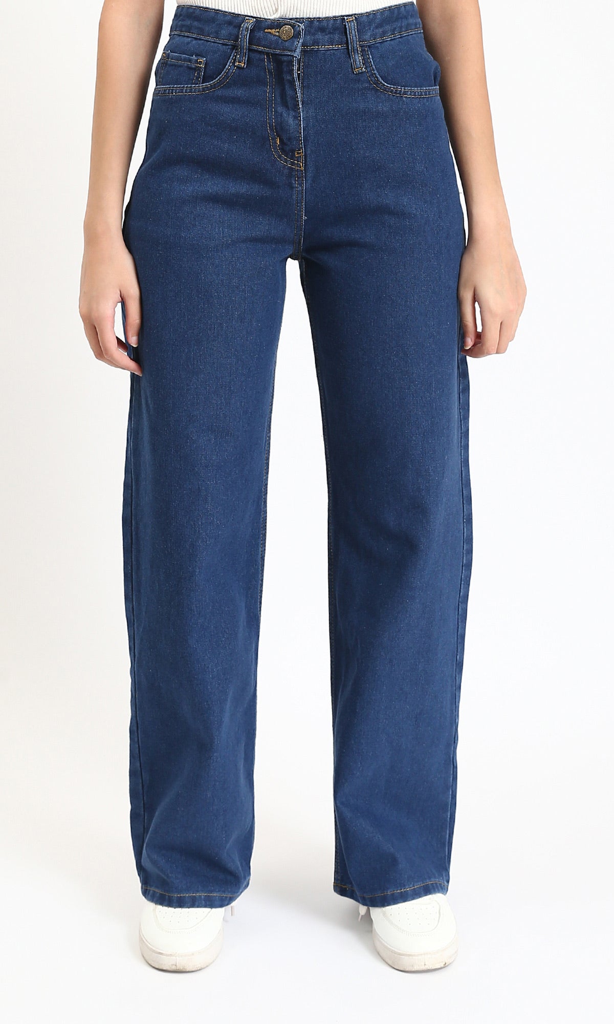 Fashionable Solid Wide Leg Jeans - Dark Blue