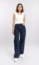 R212318 - Wide Leg Solid Casual Jeans - Navy Blue
