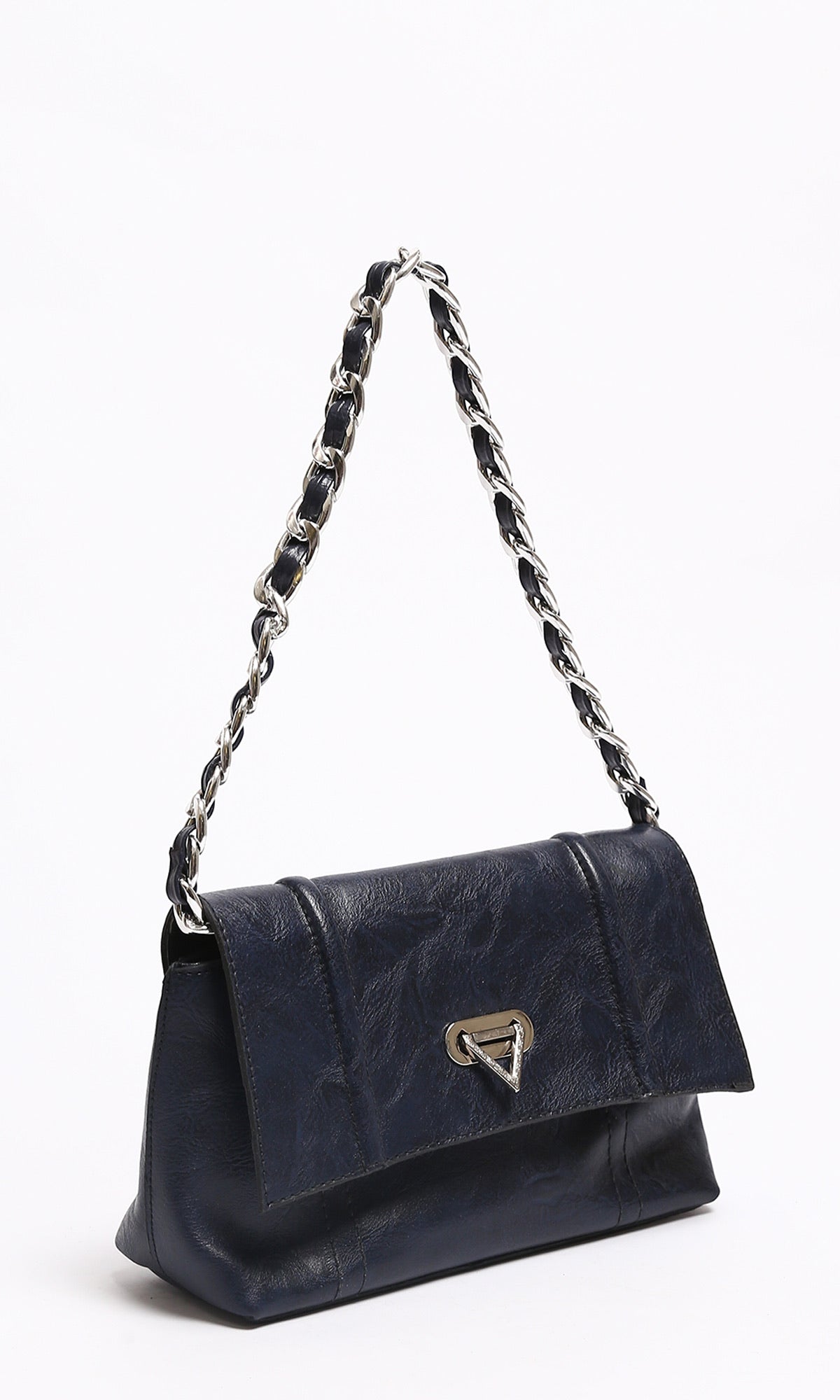 Navy Marbled Texture Handbag with Chain Strap - R212348