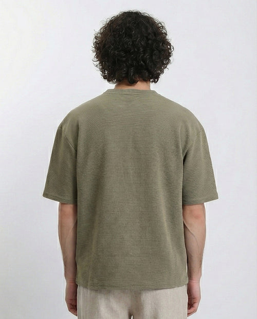 R212360 - Crew Neck Self Striped Tee - Dark Olive