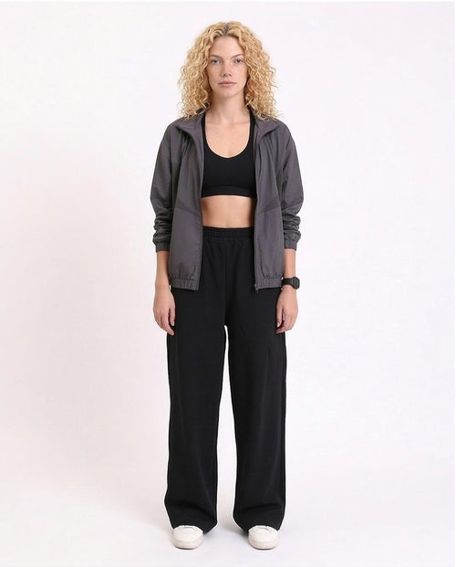 بنطلون رياضي نسائي بقصة أرجل واسعة وخصر عالٍ من ريفين - أسود - R212301