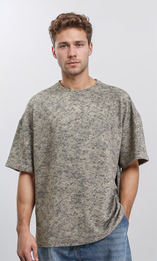 R212508 - Patterned Slip On Crew Neck Tee - Multicolor