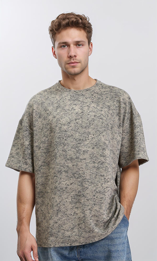 R212508 - Patterned Slip On Crew Neck Tee - Multicolor