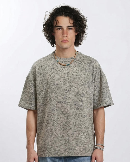 Men's Oversized Textured Knit Tee - Grey Marl