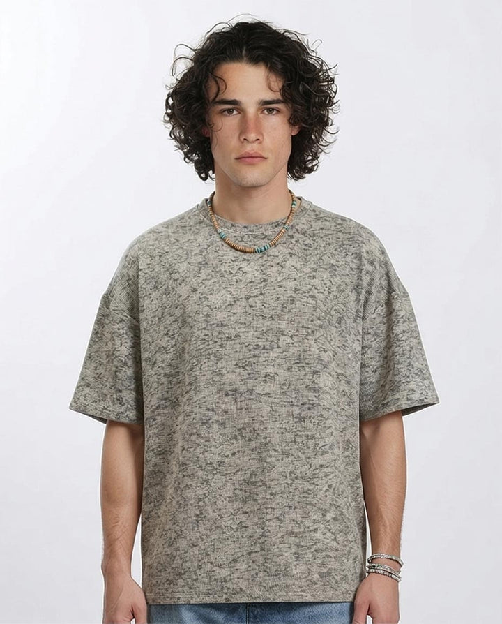 Men's Oversized Textured Knit Tee - Grey Marl