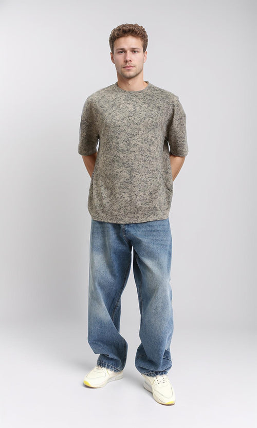 R212508 - Patterned Slip On Crew Neck Tee - Multicolor