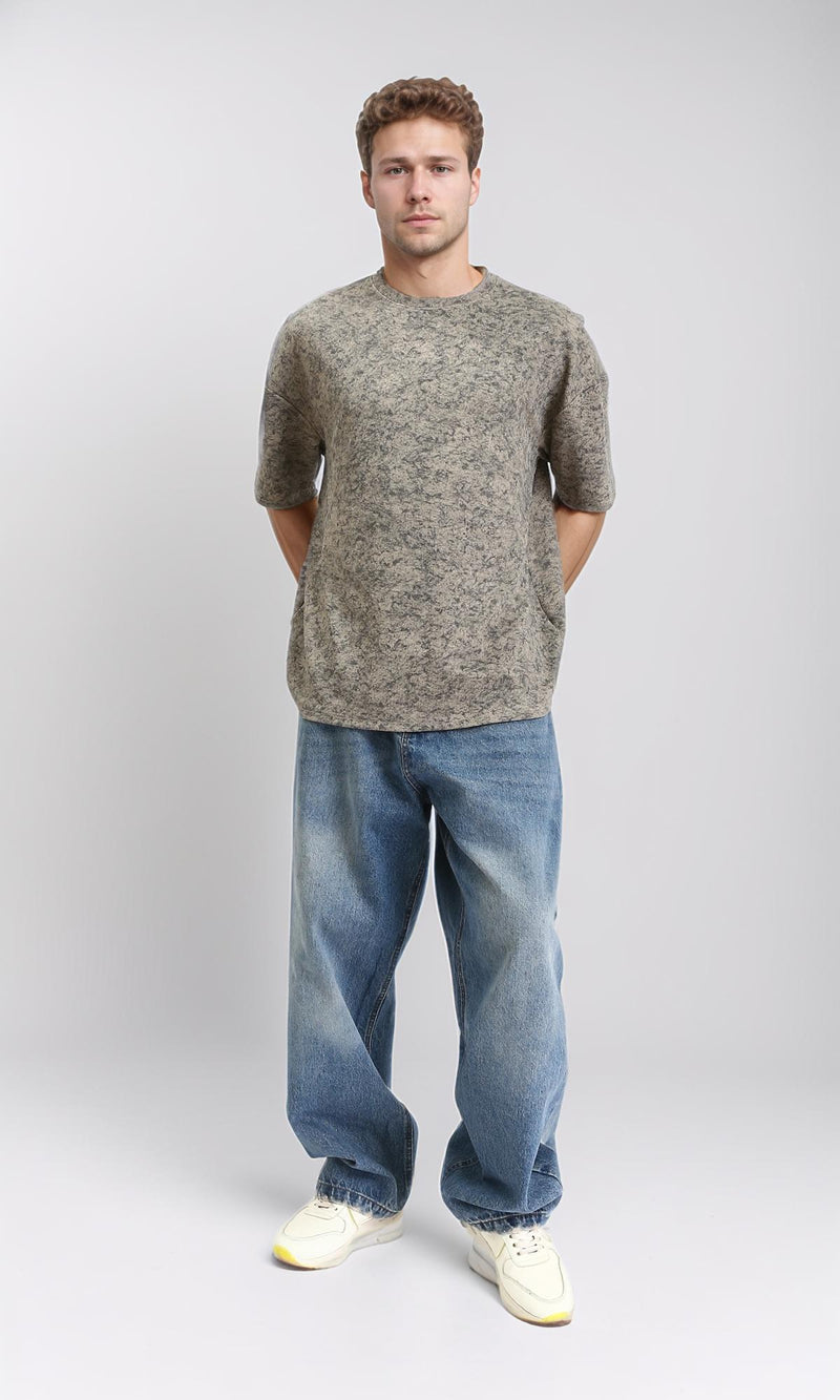 R212508 - Patterned Slip On Crew Neck Tee - Multicolor