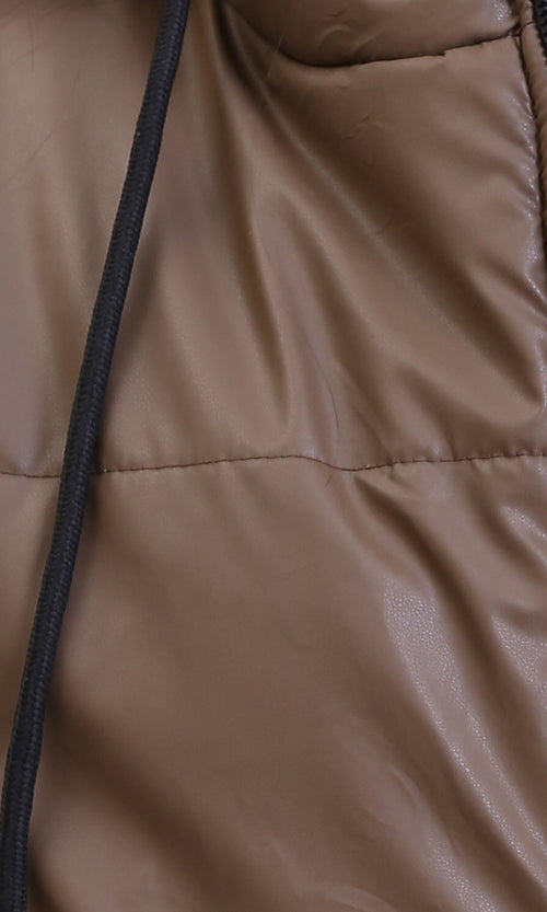 R212522 - Long Sleeves Zipped Bomber Jacket - Brown