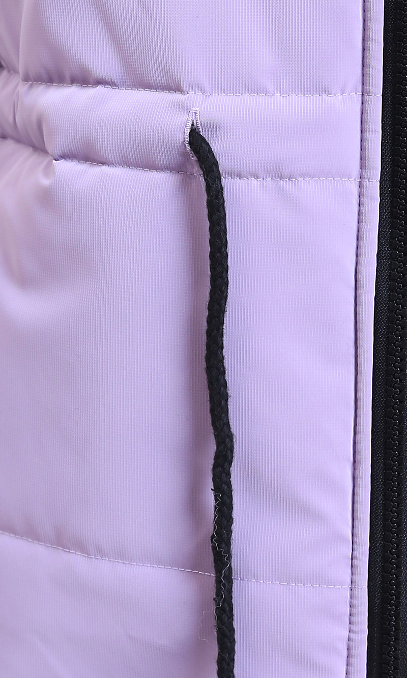 R212526 - Sleeveless Solid Drawstring Waist Vest - Lavender