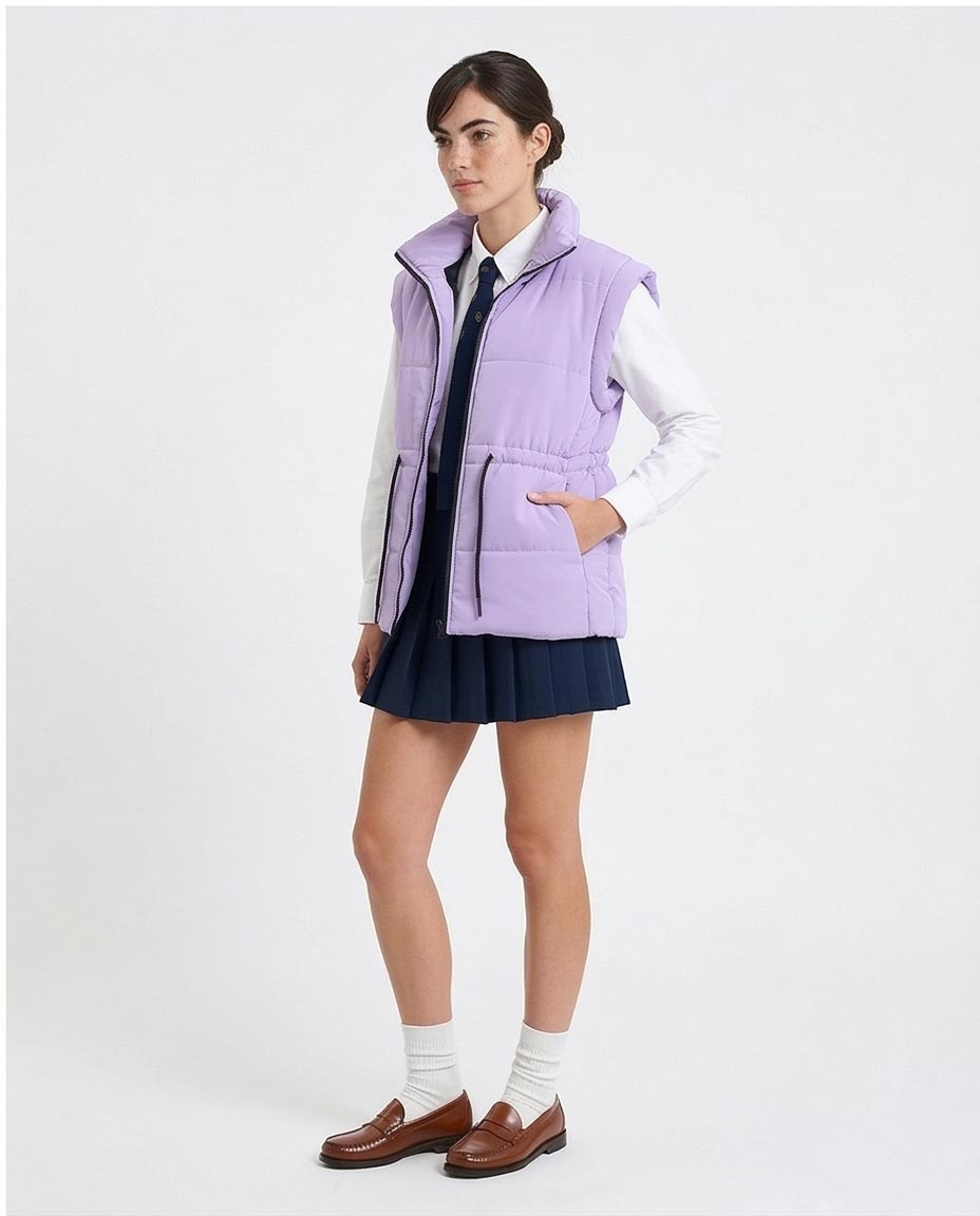 Ravin Women's Lavender Quilted Puffer Vest with Drawstring Waist - Lavender - R212526