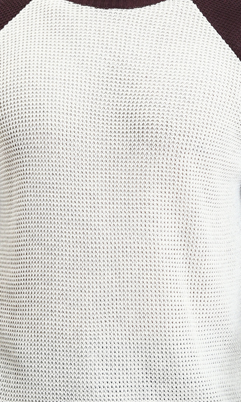 R212607 - Bi-Tone Self Pattern Pullover - Maroon & White