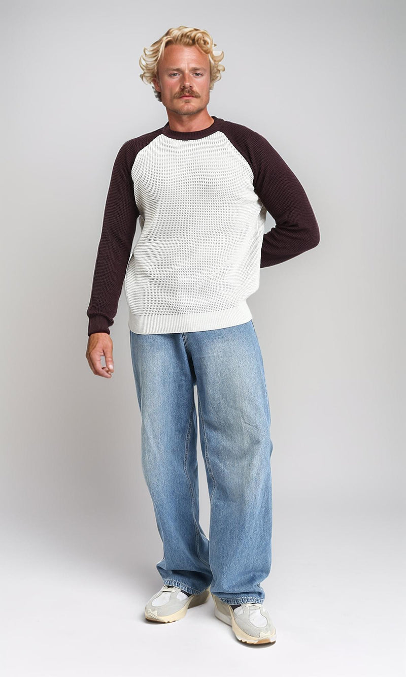 R212607 - Bi-Tone Self Pattern Pullover - Maroon & White