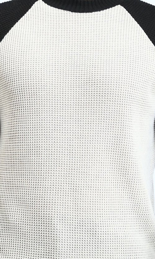 R212608 - Bi-Tone Self Pattern Pullover - Black & White