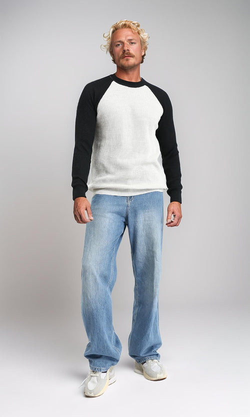 R212608 - Bi-Tone Self Pattern Pullover - Black & White