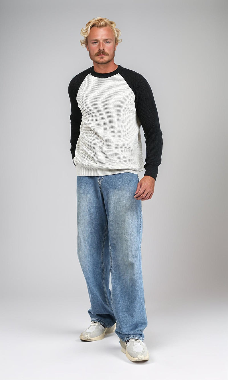 R212608 - Bi-Tone Self Pattern Pullover - Black & White