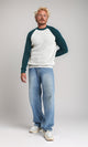 R212609 - Bi-Tone Self Pattern Pullover - Dark Green & White