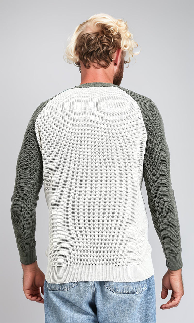 R212610 - Bi-Tone Self Pattern Pullover - Olive & White