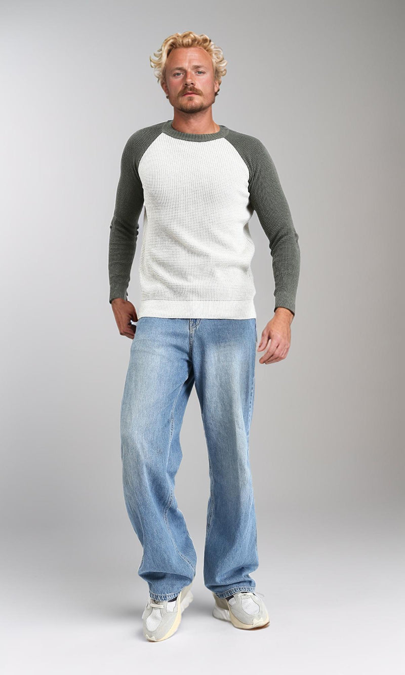 R212610 - Bi-Tone Self Pattern Pullover - Olive & White